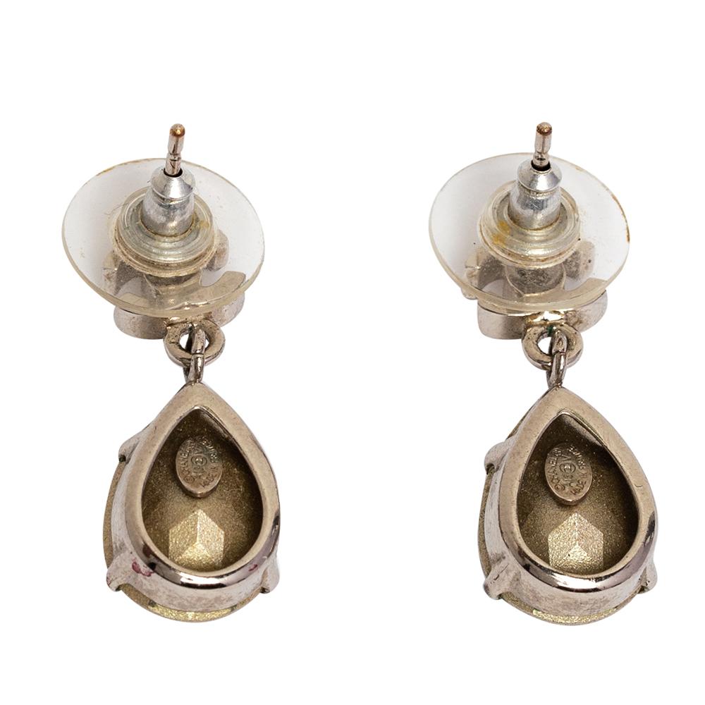 silver chanel drop earrings