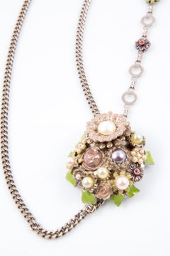 Chanel Silber Ton CC verschönert floralen Kette Gürtel