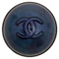 Chanel Silver Tone CC Shimmer Inlay Dome Brooch