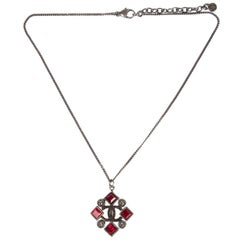 CHANEL silver-tone Chain & Crystal Rhinestone Necklace
