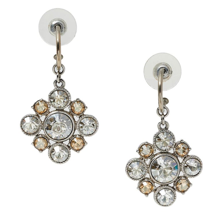 Chanel Pave Crystal CC Drop Pierced Earrings For Sale at 1stDibs  chanel  long earrings, chanel drop cc earrings, fake chanel drop earrings