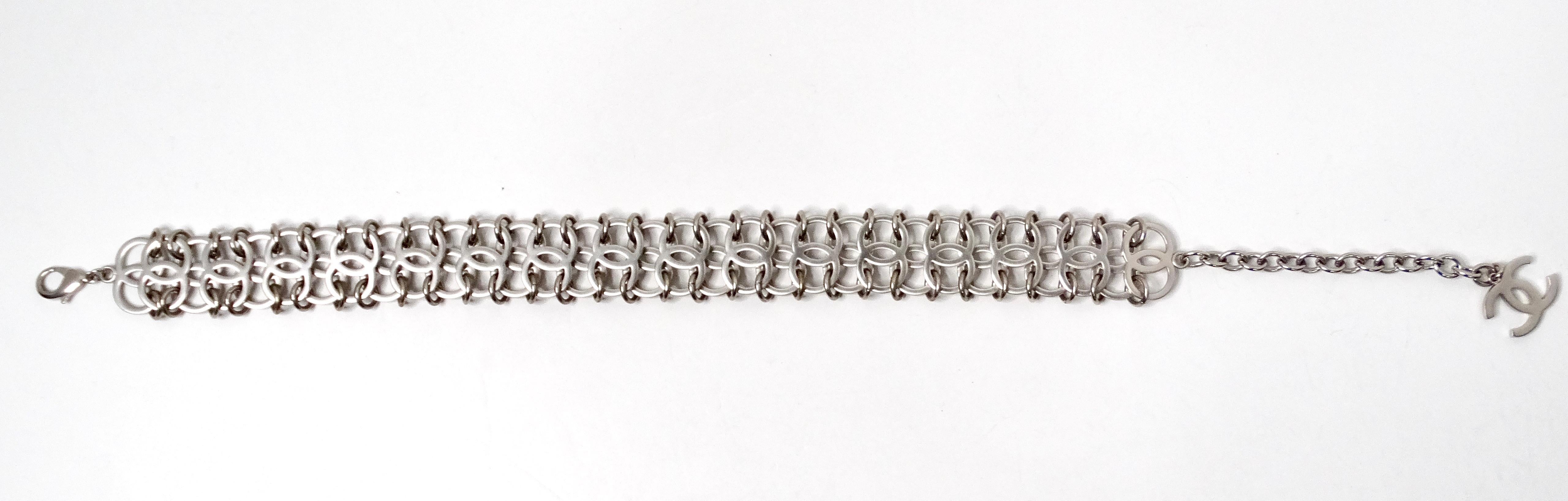 Chanel Silber-Ton Interlocking CC Kette Halskette 2016 Damen im Angebot