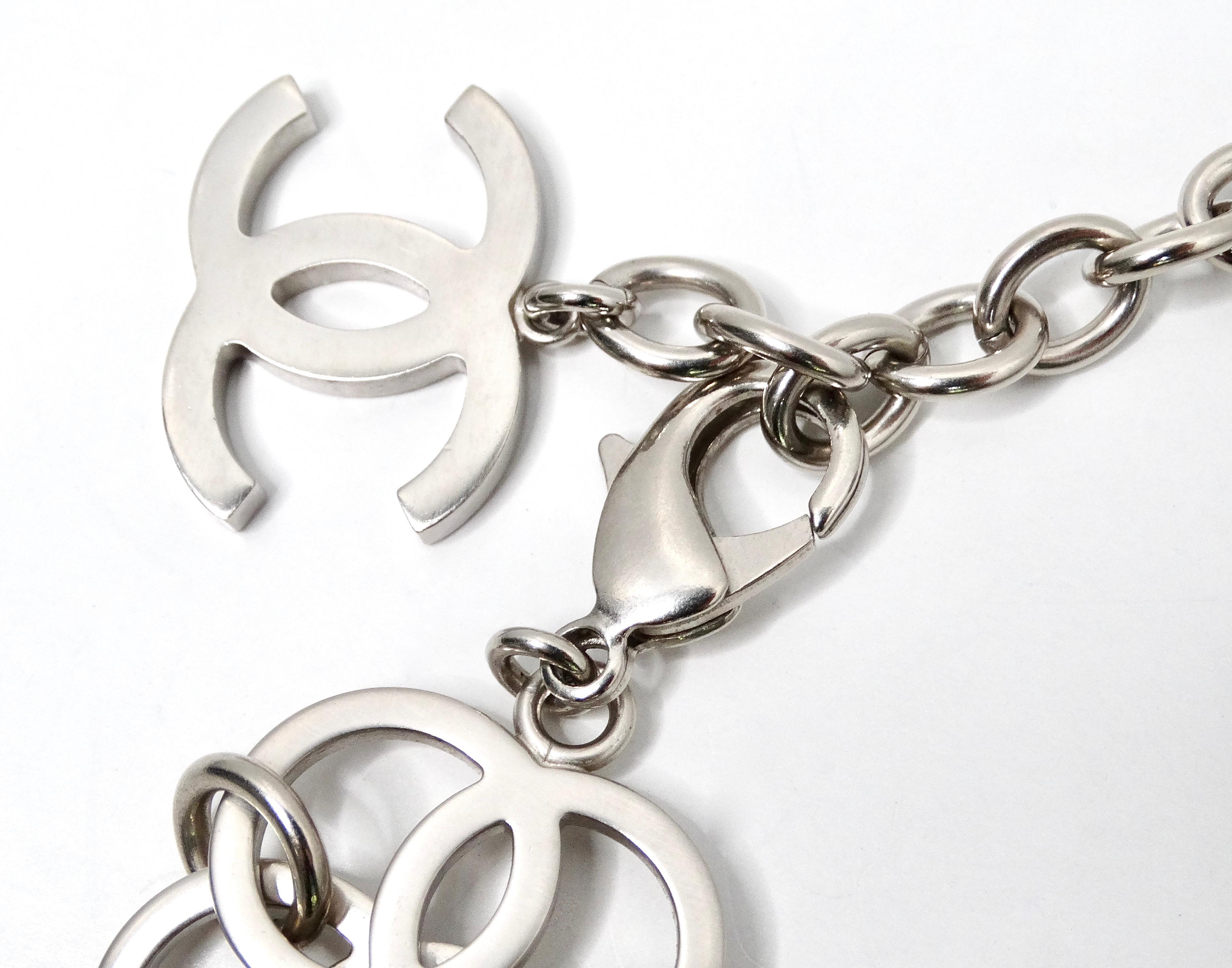 Chanel Silber-Ton Interlocking CC Kette Halskette 2016 im Angebot 2