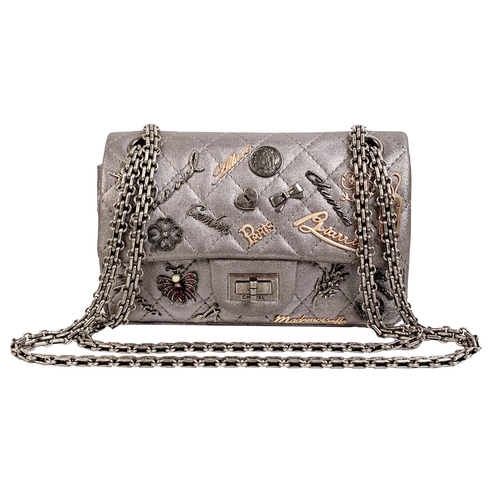 Chanel Silver Tone Quilted Leather Lucky Charms 2.55 Reissue Flap Bag