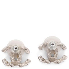 CHANEL silberfarbene REV TWISTED CC CRYSTAL Ohrringe