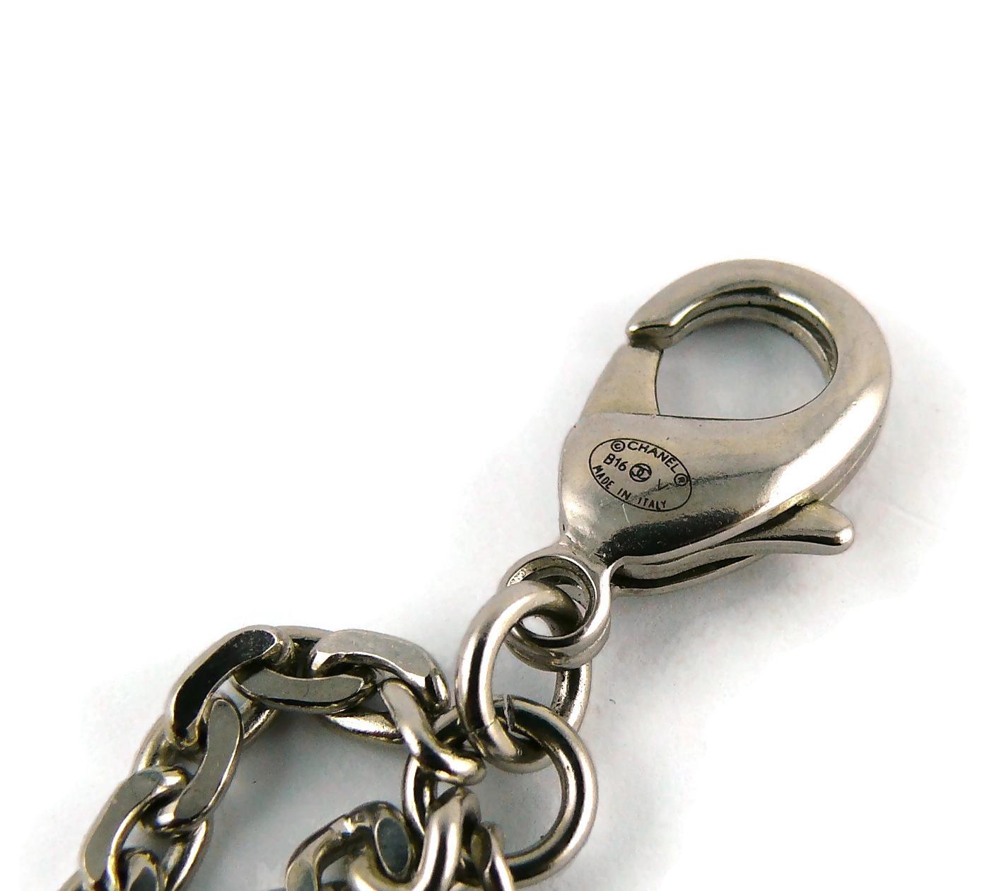 Chanel Silver Toned Multi-Chain CC Crest Shield Medallion Necklace For Sale 4