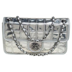Chanel Silver Vinyl and Leather Ice Cube Limited Edition Flap Bag