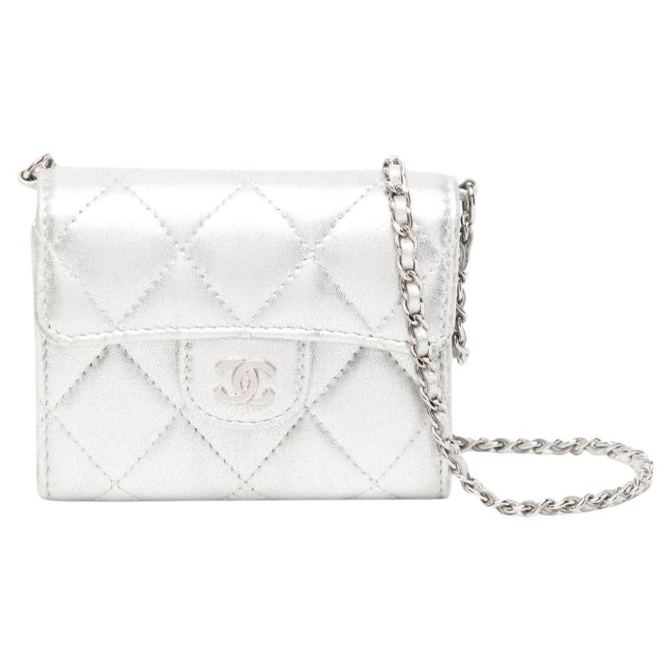 Chanel Silver Wallet-On-Chain Bag For Sale at 1stDibs