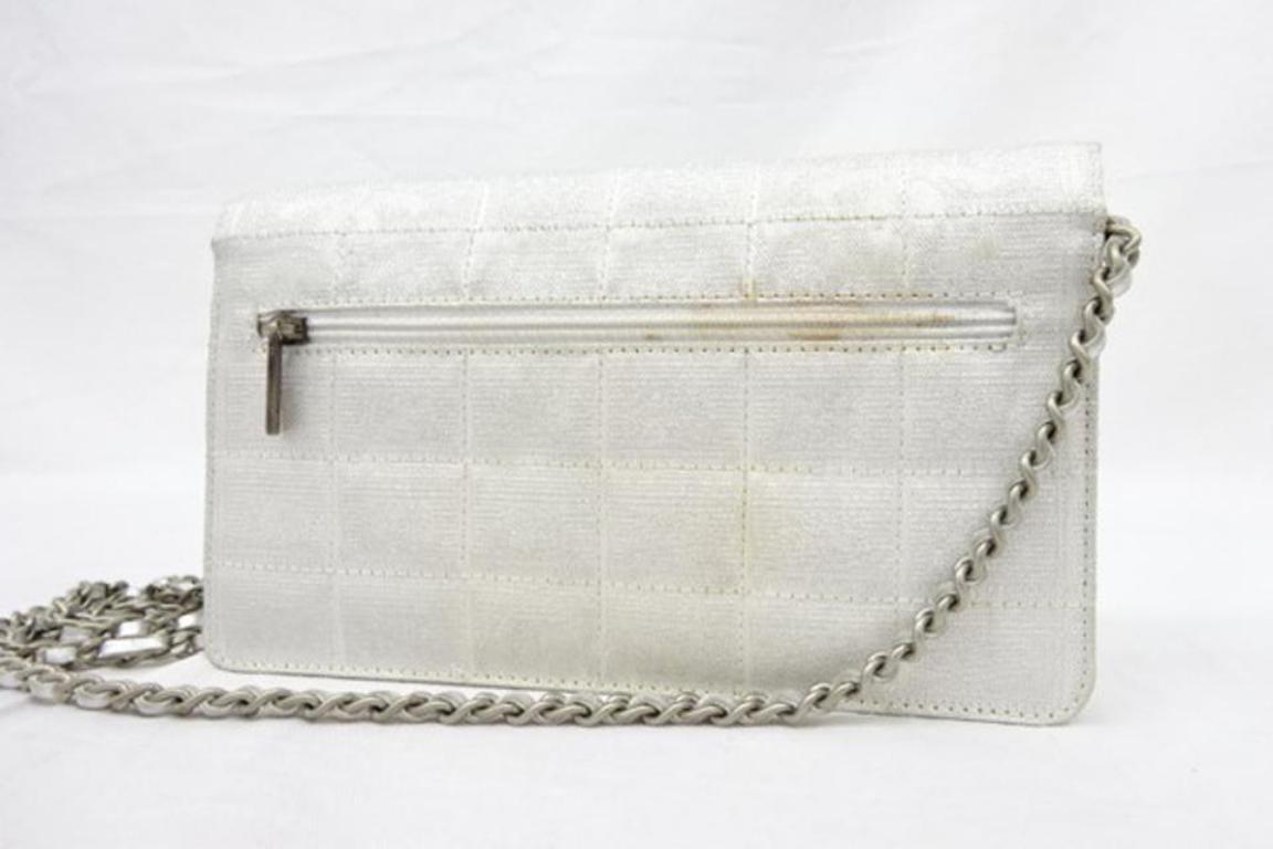 Chanel Silver Wallet on Chain Classic Flap Metallic 216159 Wallet For Sale 5