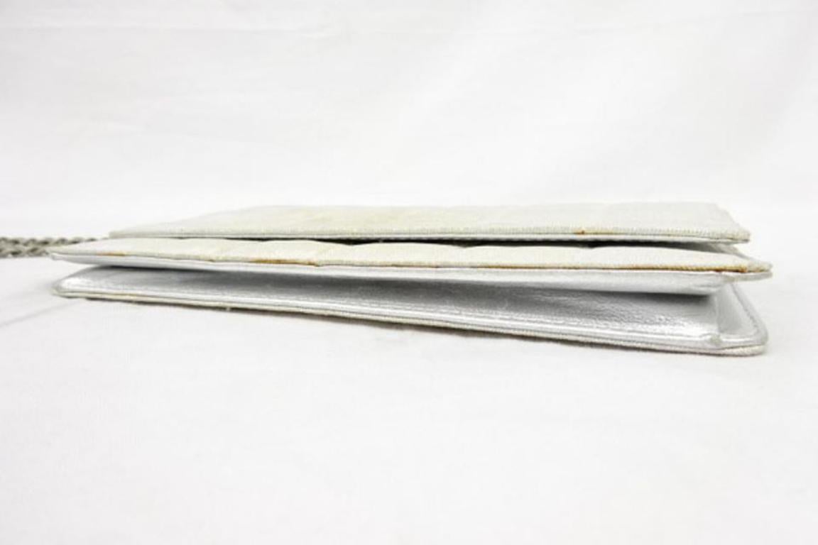 Women's Chanel Silver Wallet on Chain Classic Flap Metallic 216159 Wallet For Sale