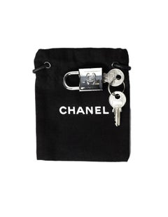 Chanel Silvertone CC Lock & Two Keys W/ Dust Bag