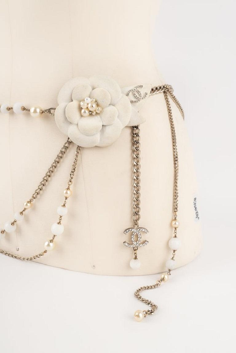 Women's Chanel Silvery Metal Camellia Belt, 2005