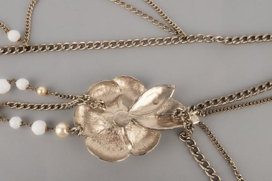 Chanel Silvery Metal Camellia Belt, 2005 4