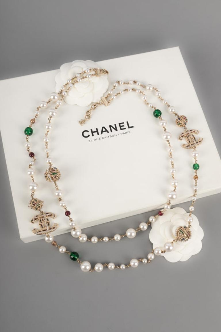 Chanel, Silber-Metall-Halskette CC, 2019 im Angebot 4