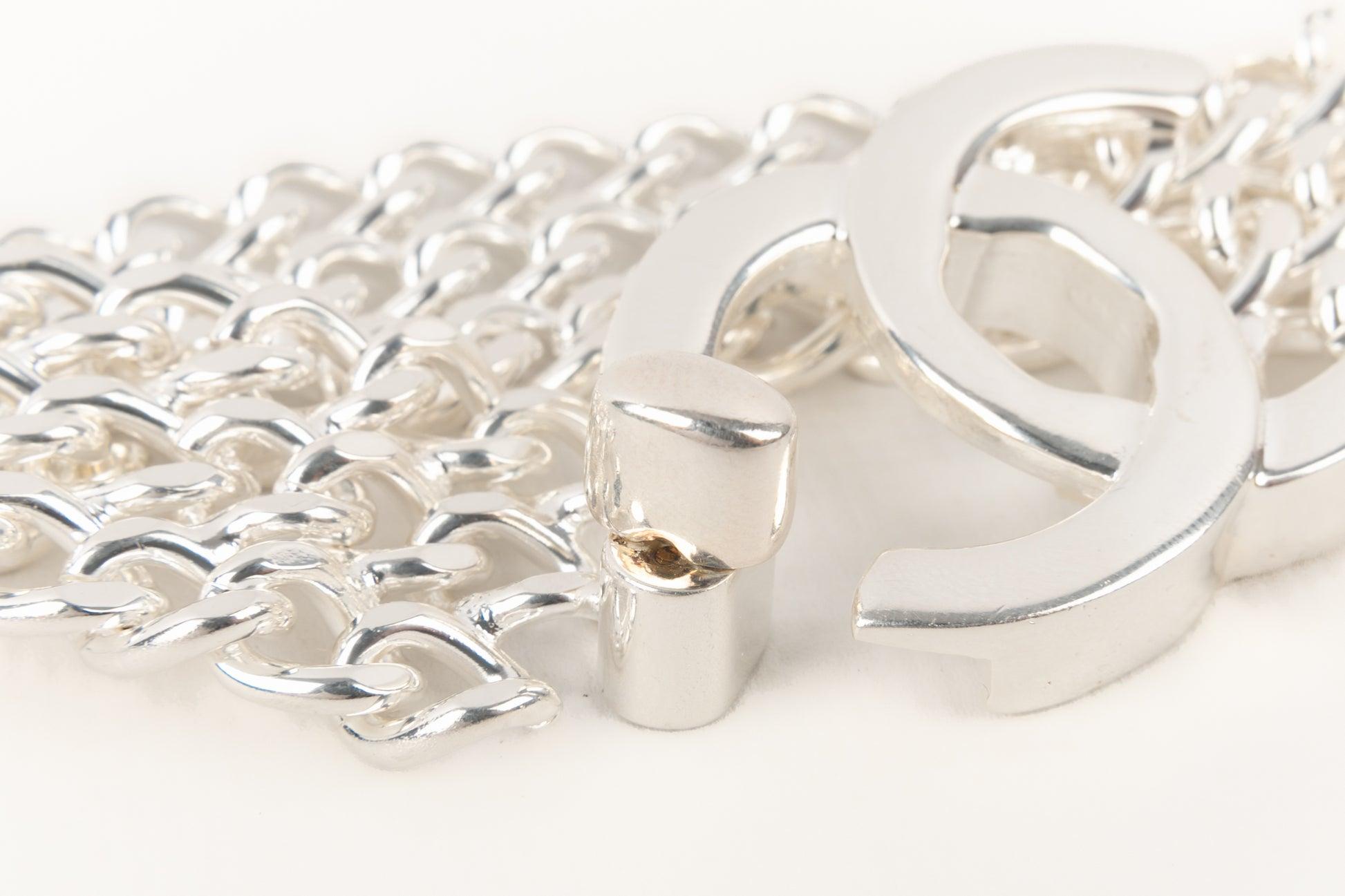 Women's Chanel Silvery Metal Chain Turnlock Bracelet, 1997