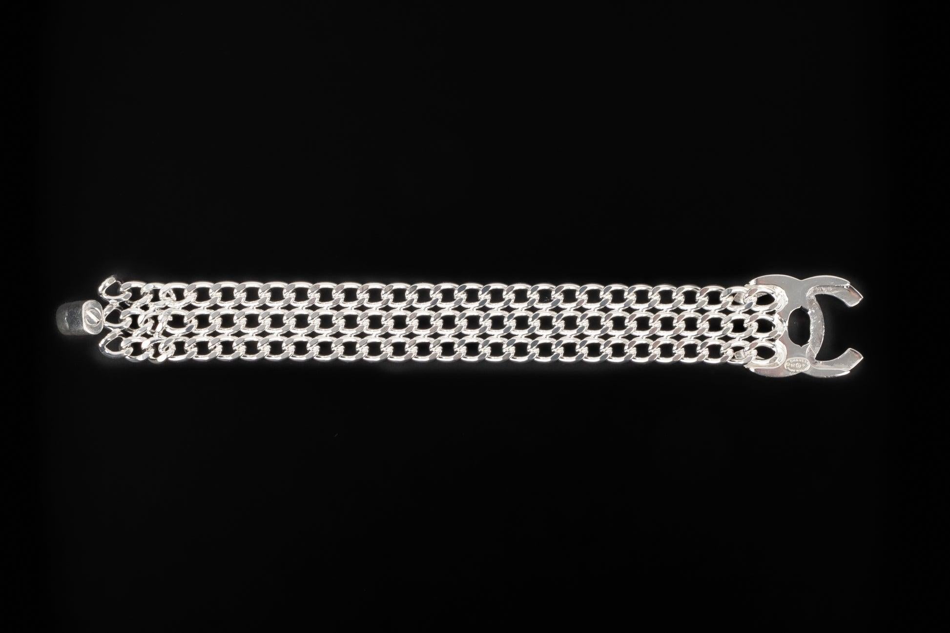 Chanel Silvery Metal Chain Turnlock Bracelet, 1997 1