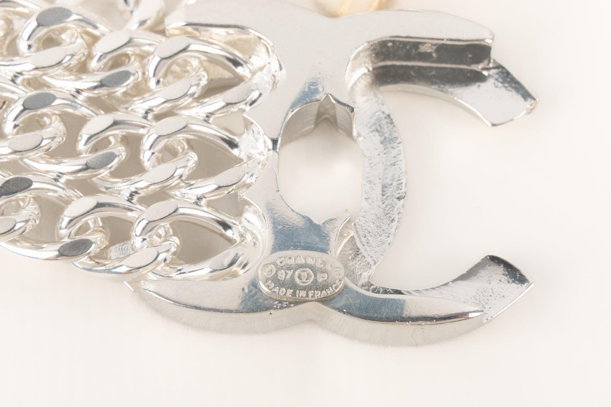Chanel Silvery Metal Chain Turnlock Bracelet, 1997 2