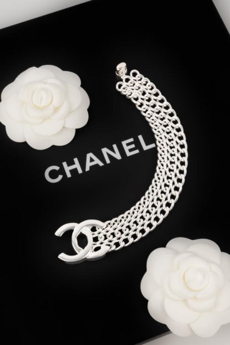 Chanel Silvery Metal Chain Turnlock Bracelet, 1997 3