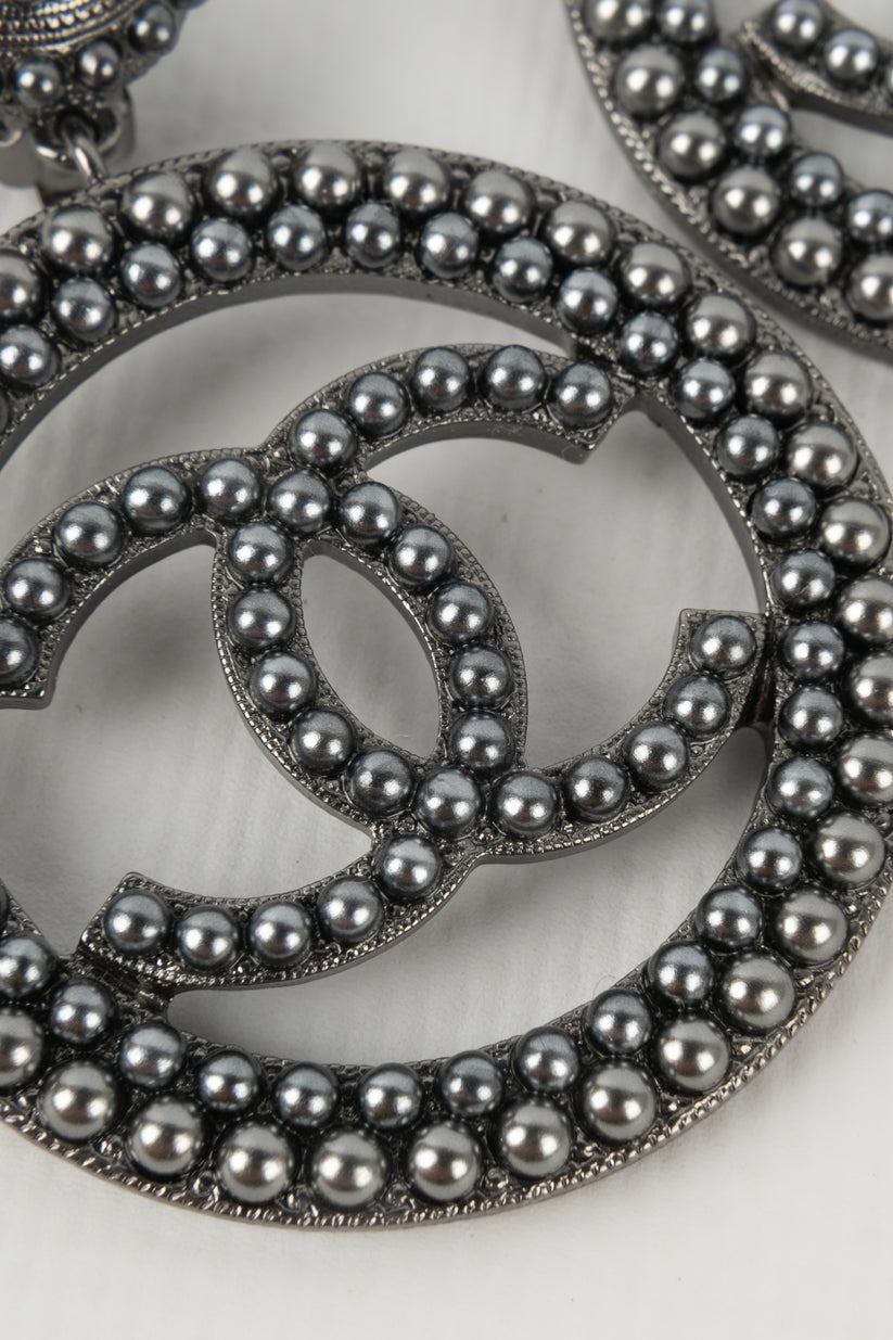 Women's Chanel Silvery Metal Clip-on Earrings, 2017