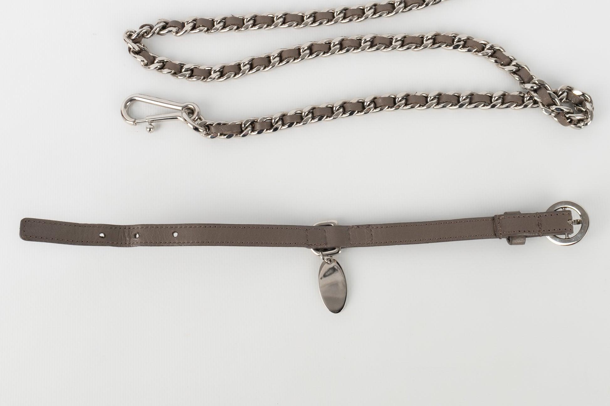 Chanel Silvery Metal Dog Leash For Sale 5