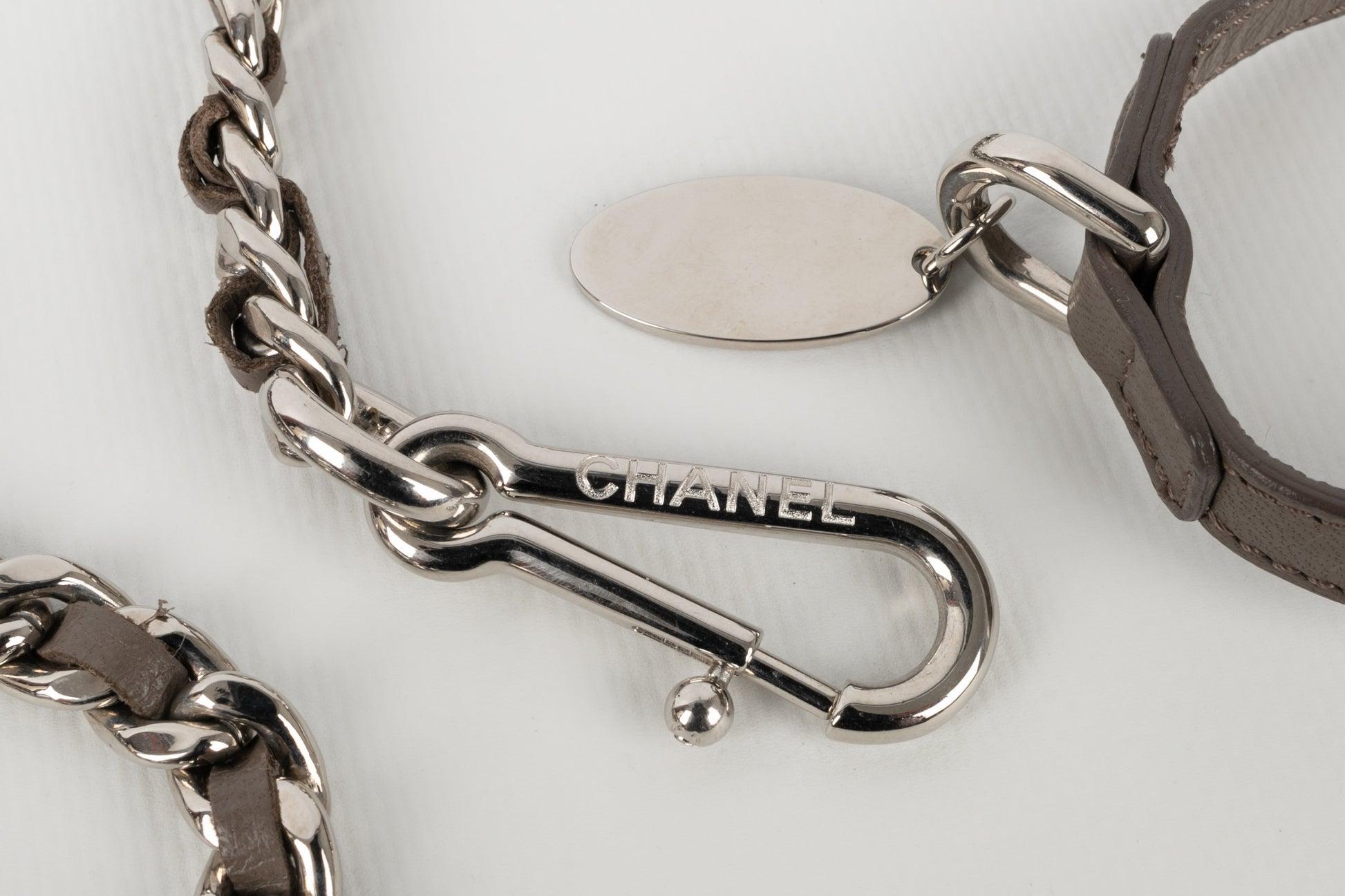 Chanel Silvery Metal Dog Leash For Sale 1