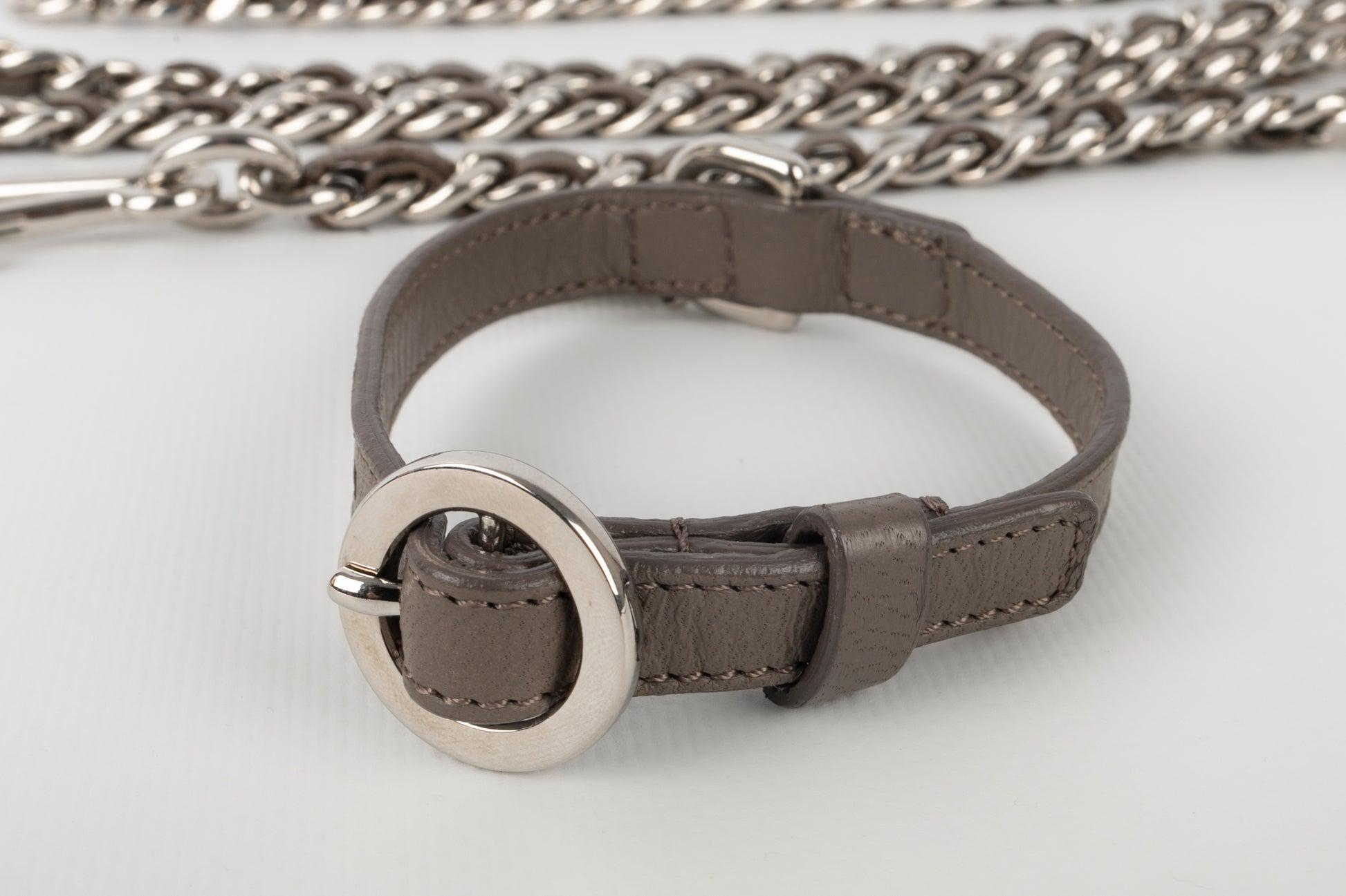 Chanel Silvery Metal Dog Leash For Sale 2
