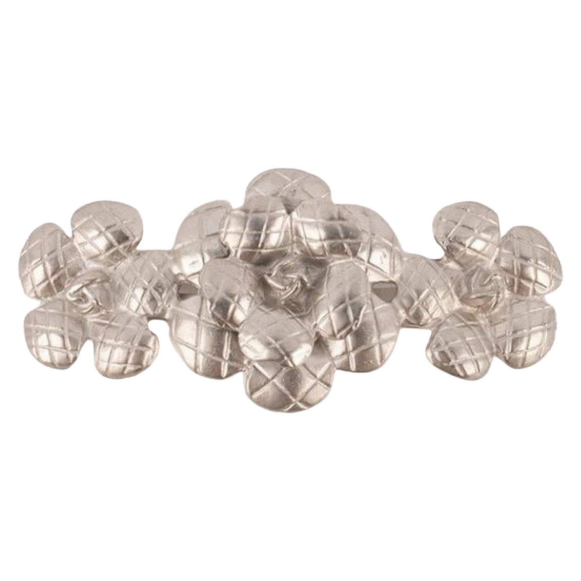 Chanel Horquilla de metal plateado, 1998