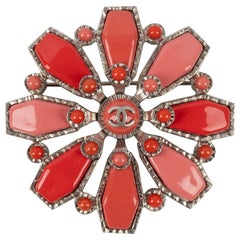 Chanel Silvery Metal Pendant Brooch with Resin, 2004