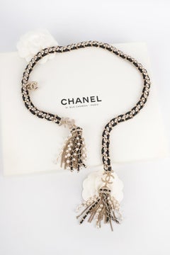 Chanel Silvery Metal Pompom Necklace, 2020