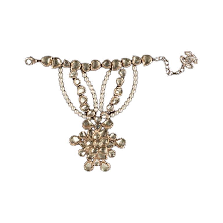 Chanel Silvery Metal Ring Bracelet, 2012