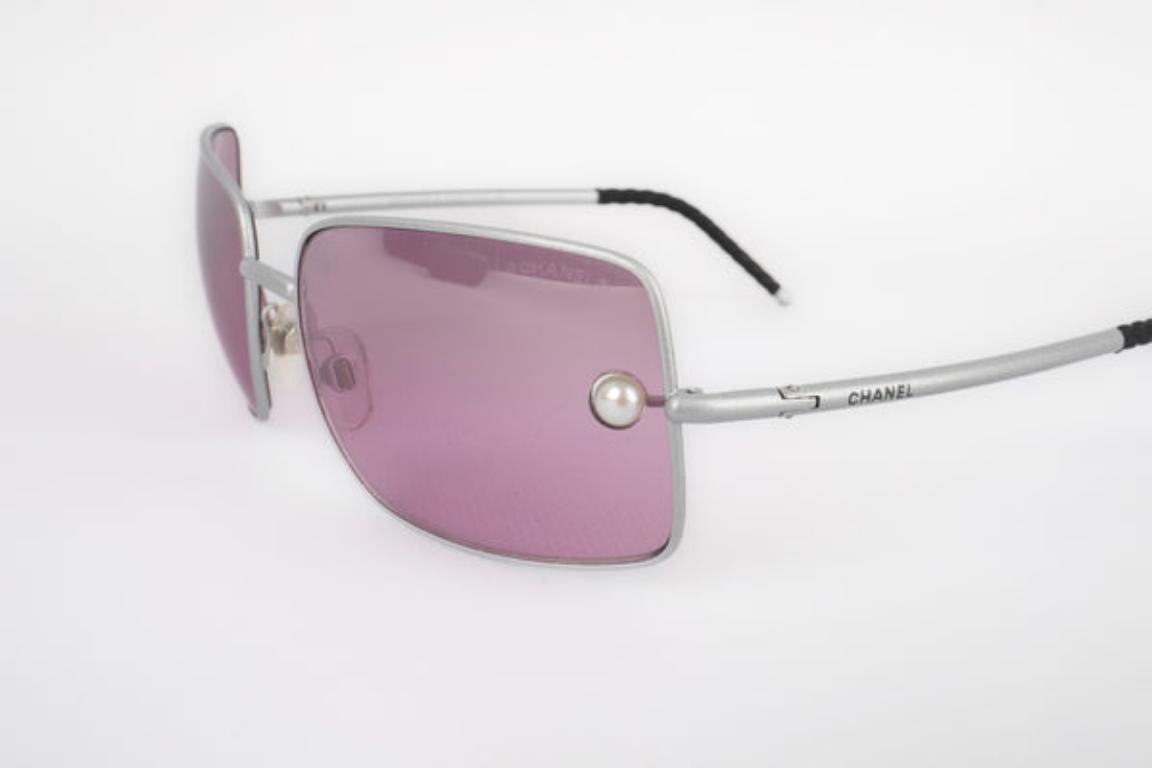 Chanel Silvery Metal Sunglasses with Tinted Glass For Sale 4