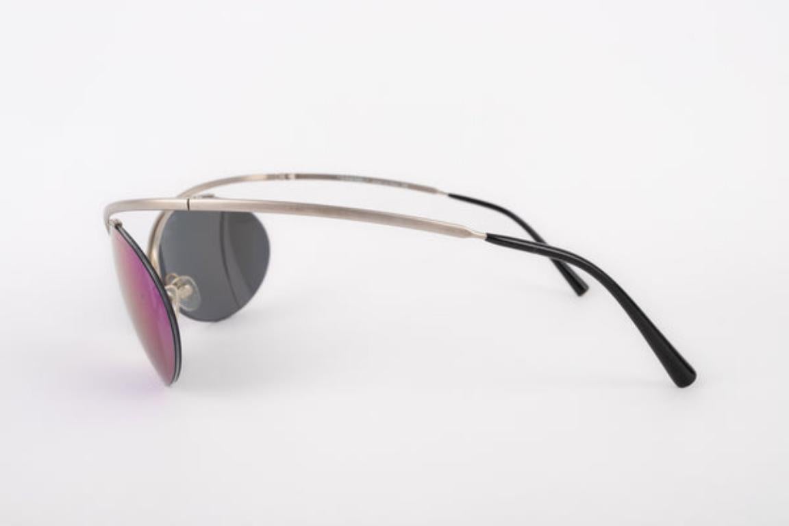 Purple Chanel Silvery Metal Sunglasses with Tinted Glasses For Sale