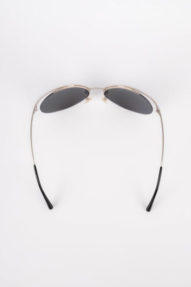 Chanel Silvery Metal Sunglasses with Tinted Glasses For Sale 1