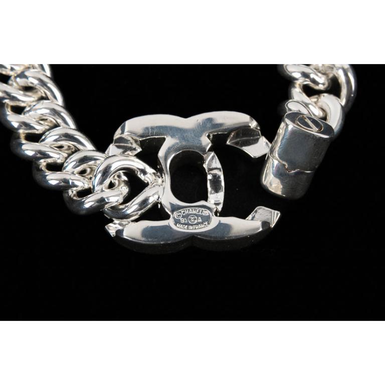 Women's Chanel Silvery Metal Turnlock Bracelet, 1995