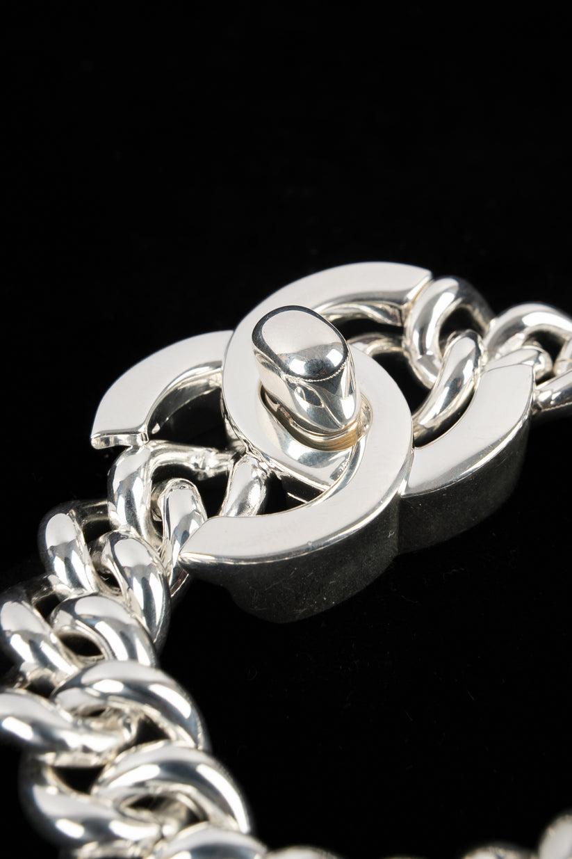 Chanel Silvery Metal Turnlock Bracelet, 1995 1