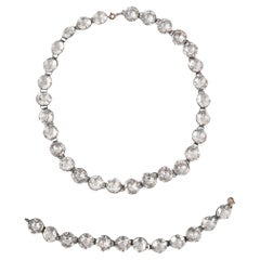 Chanel Silvery Set of Jewelry Necklace & Bracelet, 1920s