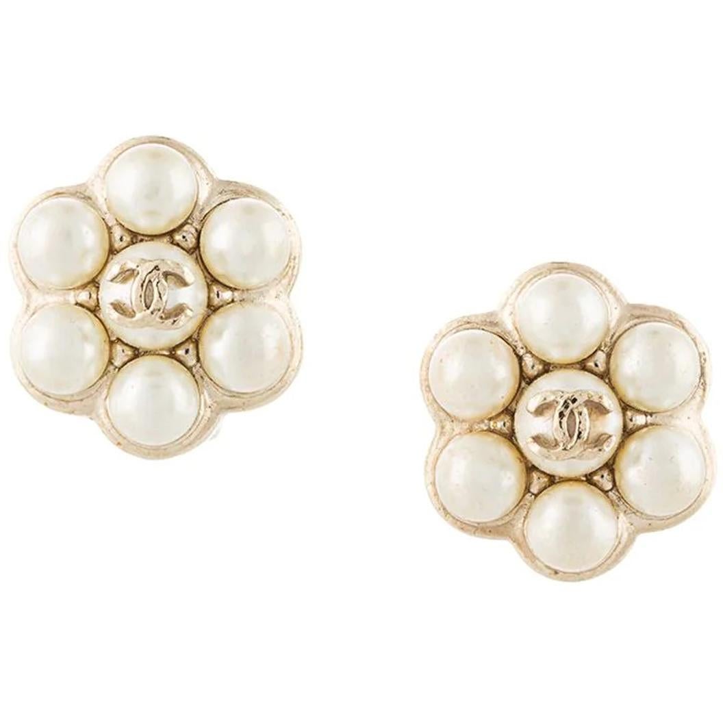 Women's Chanel Simulated Pearl Clip Earrings