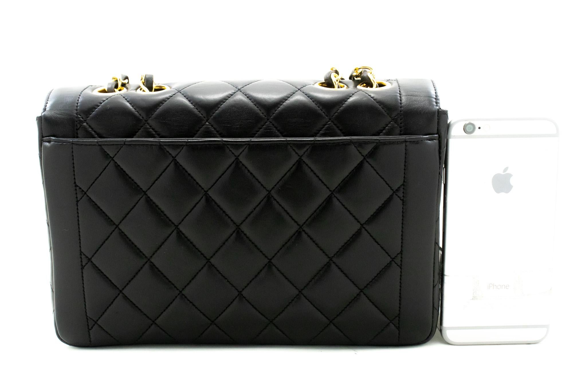 CHANEL Single Chain Flap Shoulder Bag Black Quilted Purse Lambskin In Good Condition In Takamatsu-shi, JP
