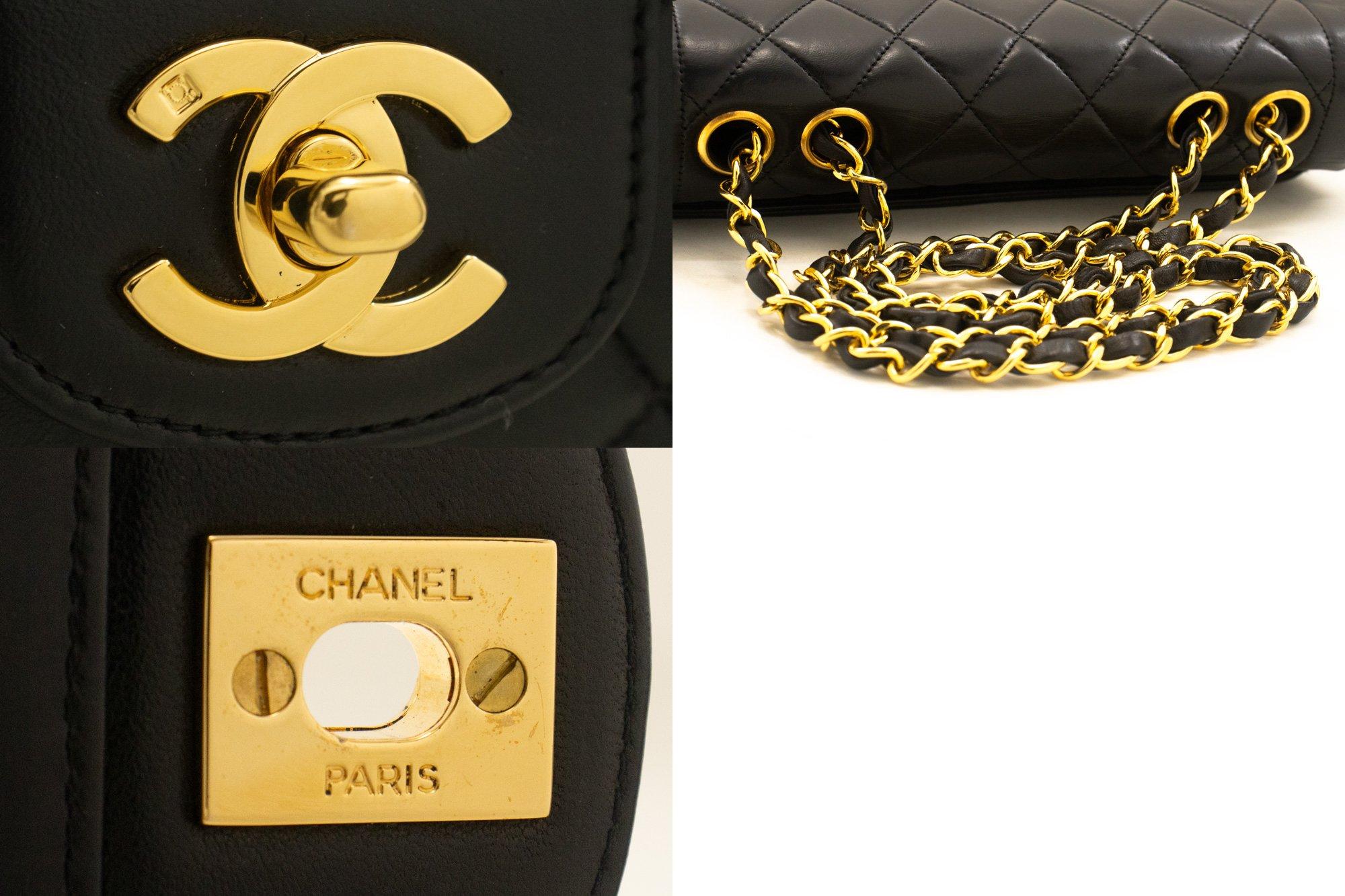 CHANEL Single Chain Flap Shoulder Bag Black Quilted Purse Lambskin 3