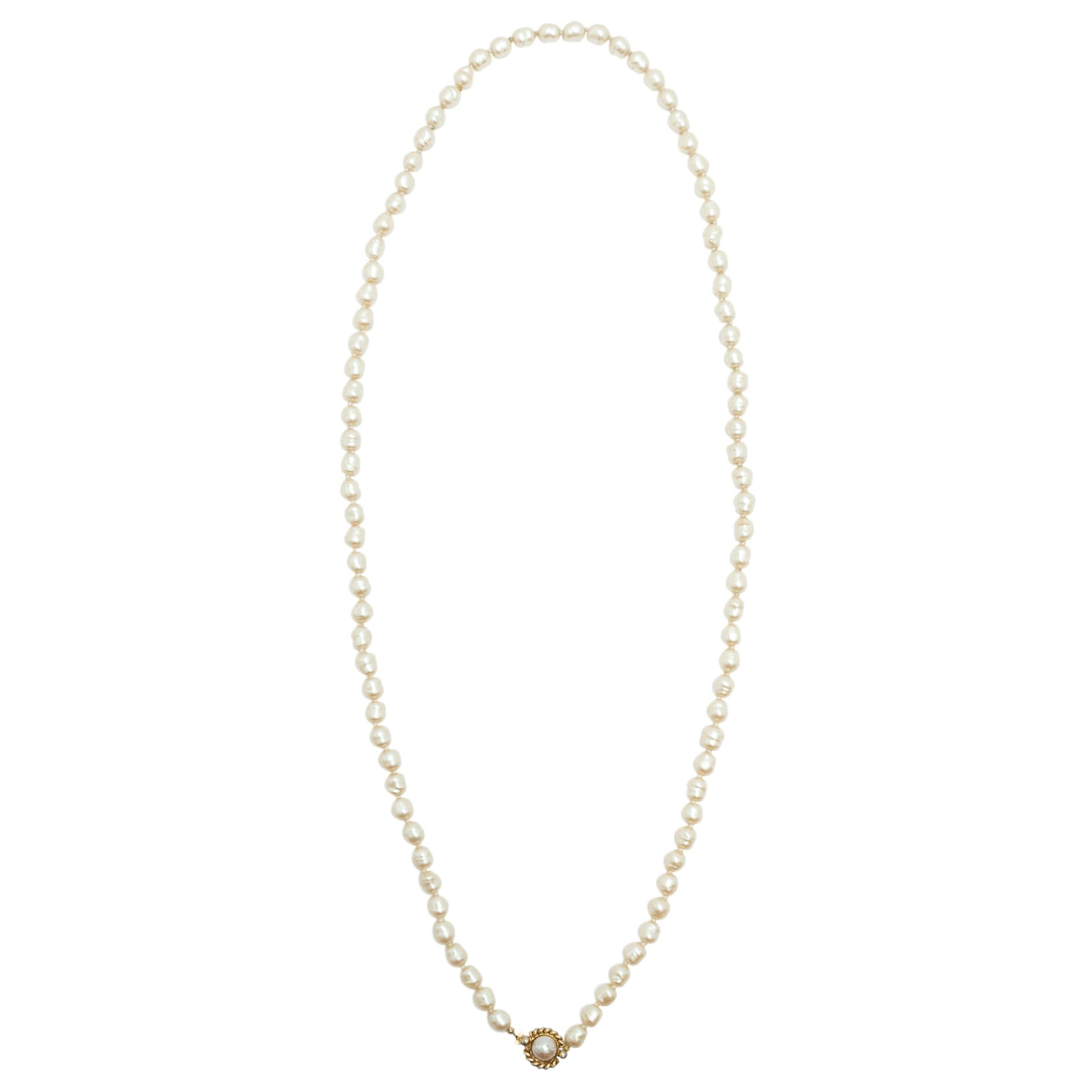 Chanel Single Faux Pearl Strand Necklace