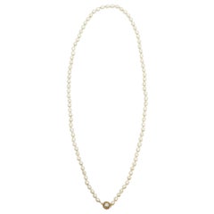 Chanel Single Faux Pearl Strand Necklace