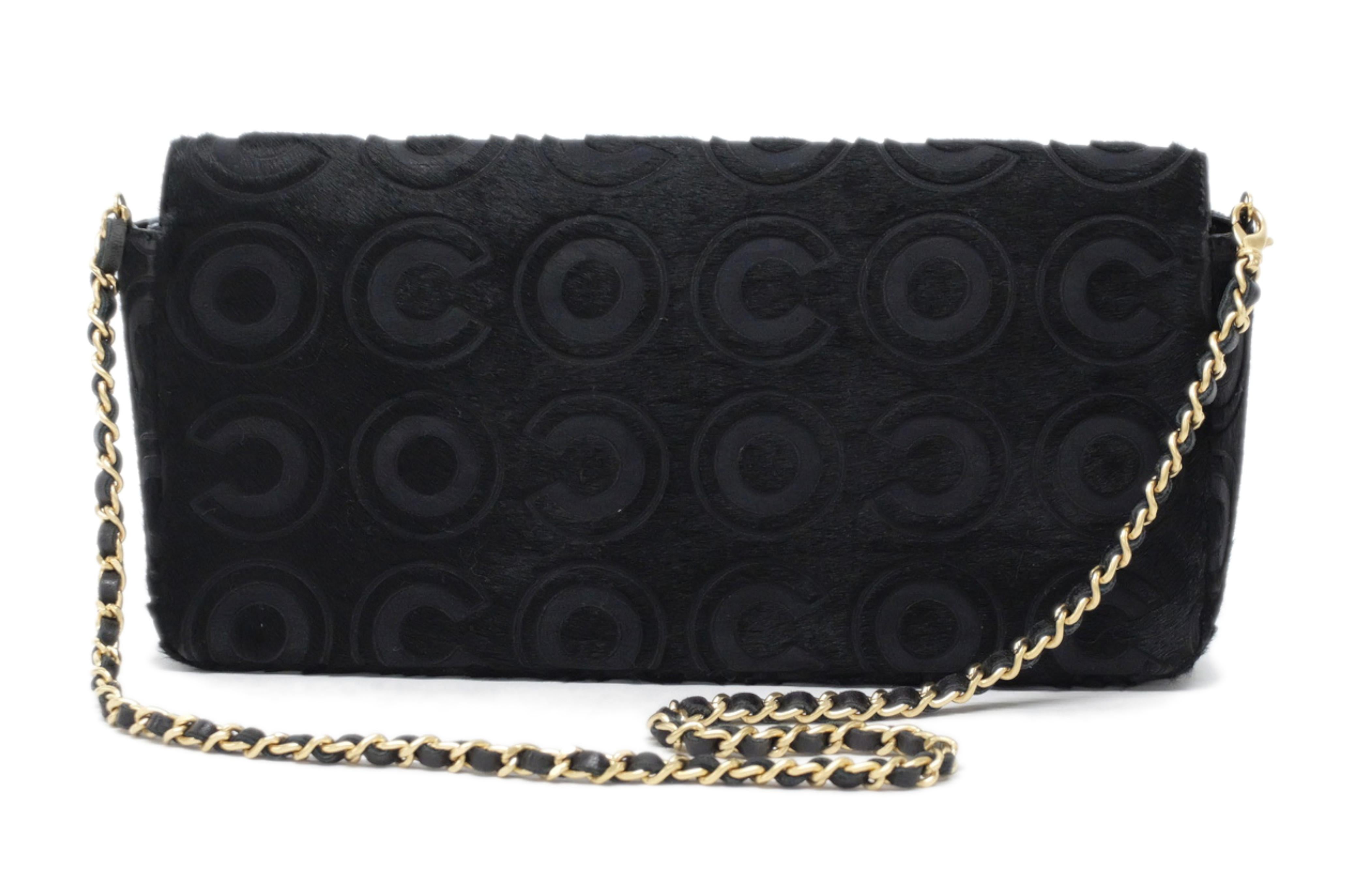 Chanel shoulder Bag Single Flap Bag 
Coco Print 
Gold chain 
Color Black 
Fabric: Calfskin - Pony style
Dimension : 27cm X 13cm X 4cm
Serial Number : 6594632
Delivery with Dustbag and Authenticity Card 

Condition : Excellent 


 