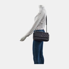 Chanel Single Flap Bag Raisin Dark Purple Calfskin Caviar Leather Silver Chain 2