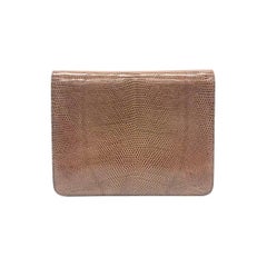 Chanel Single Flap Bag Vintage Small Brown Lizard Leather Gold Hardware