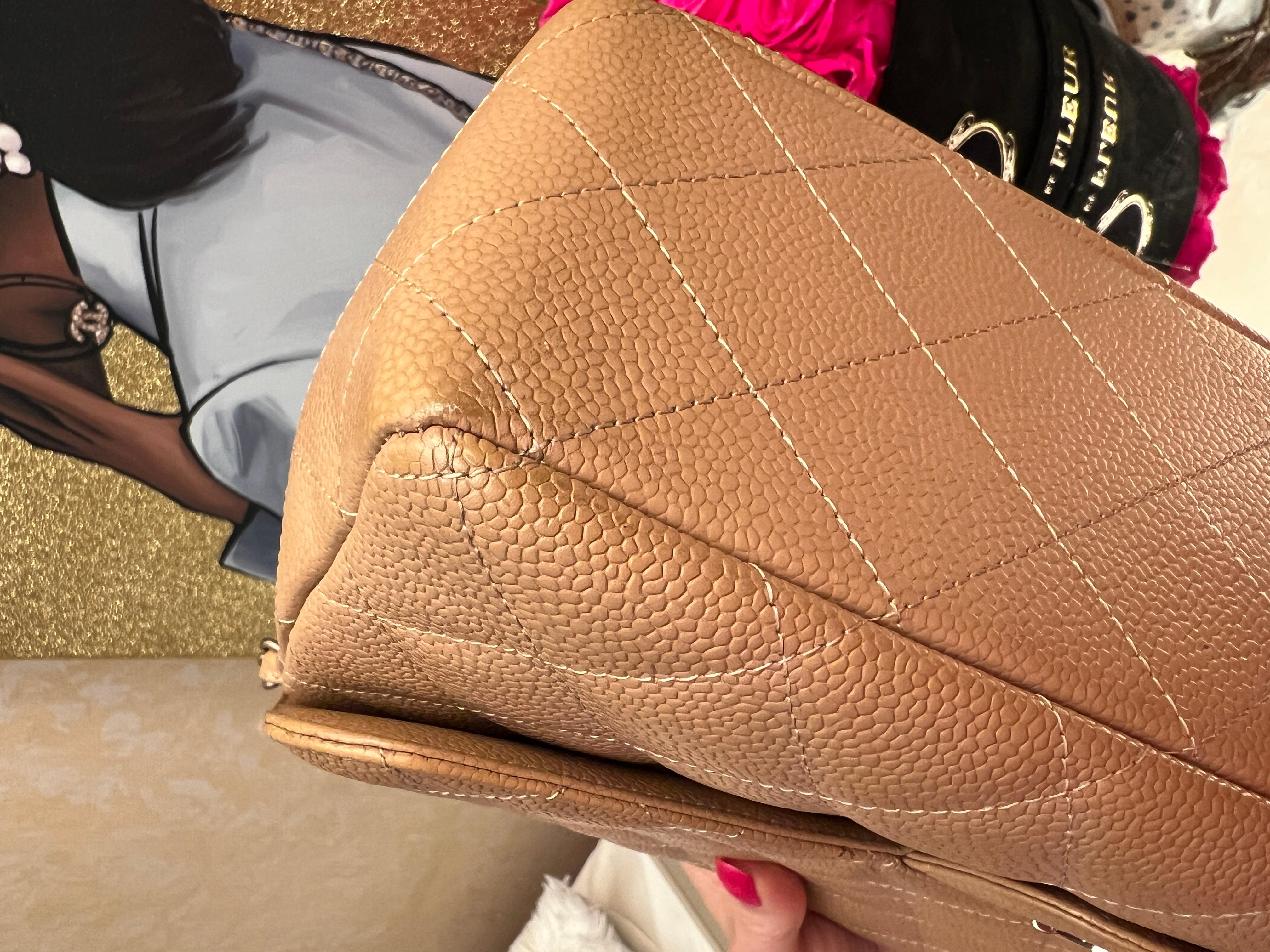 Chanel Single Flap Caviar Jumbo Bag with SHW For Sale 5