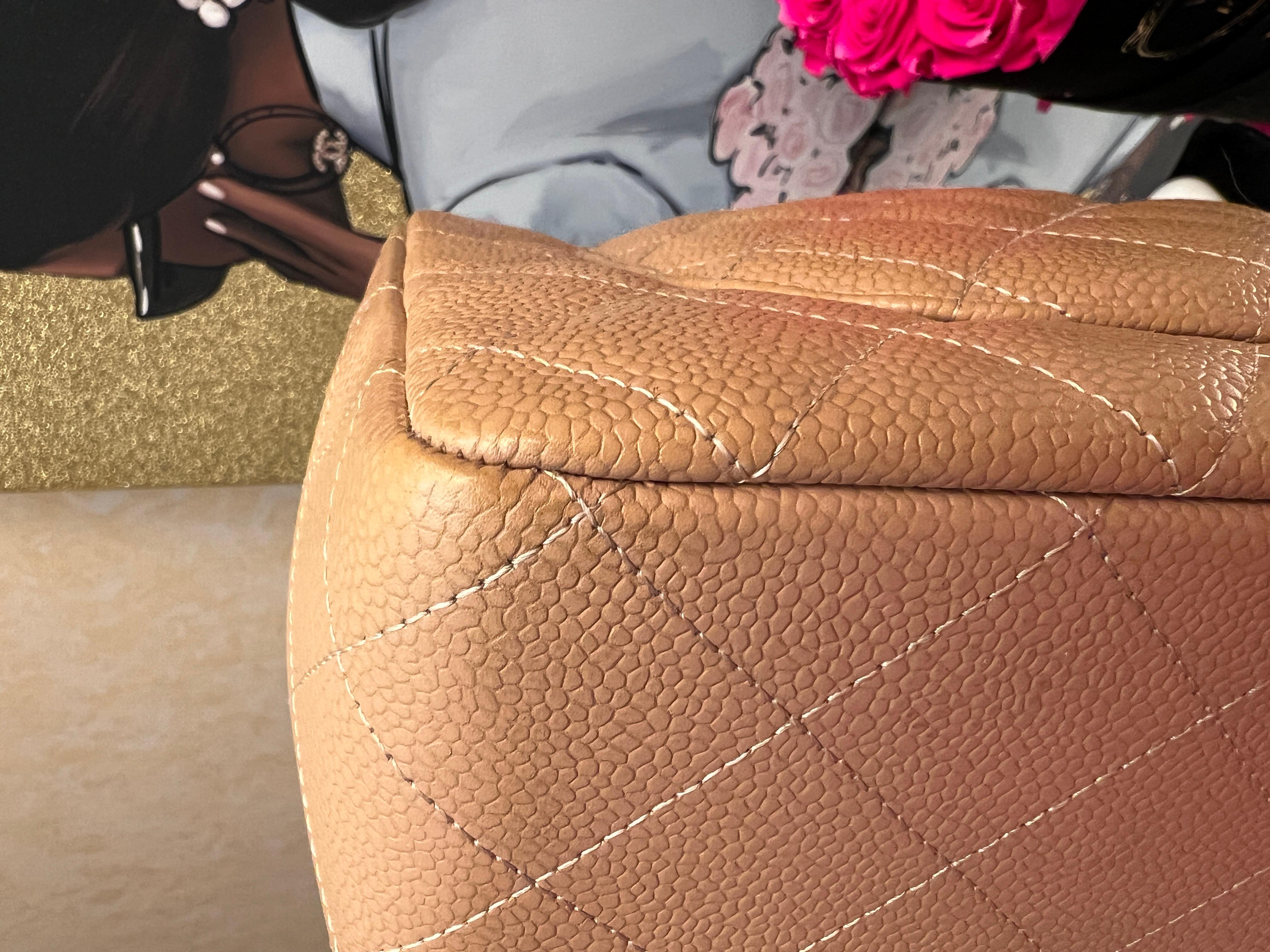 Chanel Single Flap Caviar Jumbo Bag with SHW For Sale 6