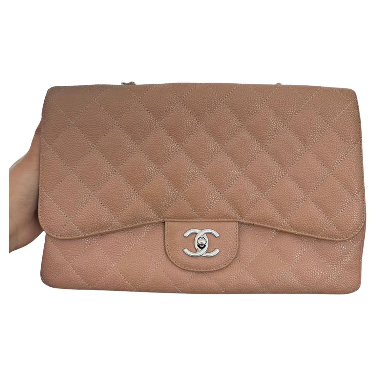 Chanel Single Flap Caviar Jumbo Bag with SHW For Sale