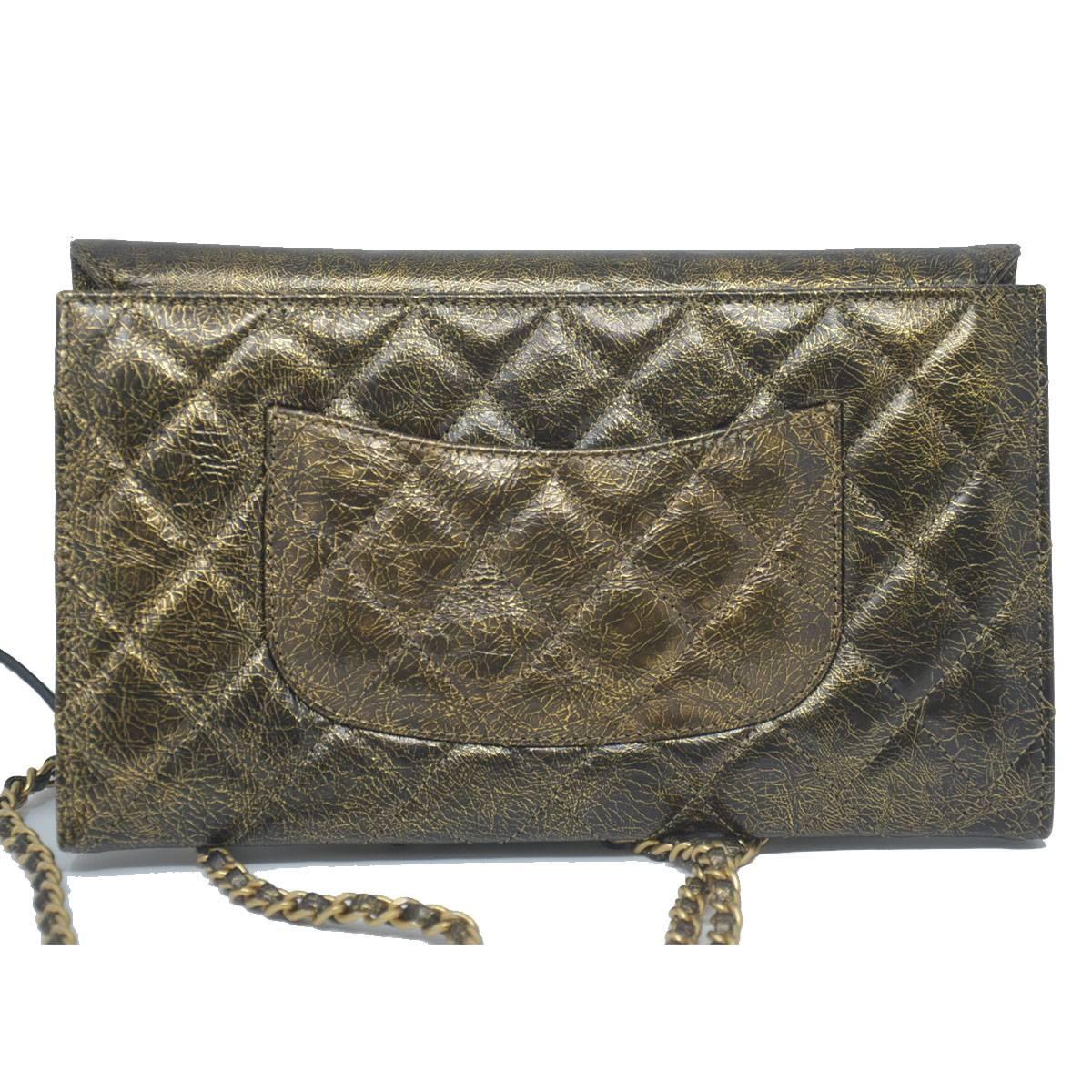 Gray Chanel Single Flap Gold Leather Small Handbag