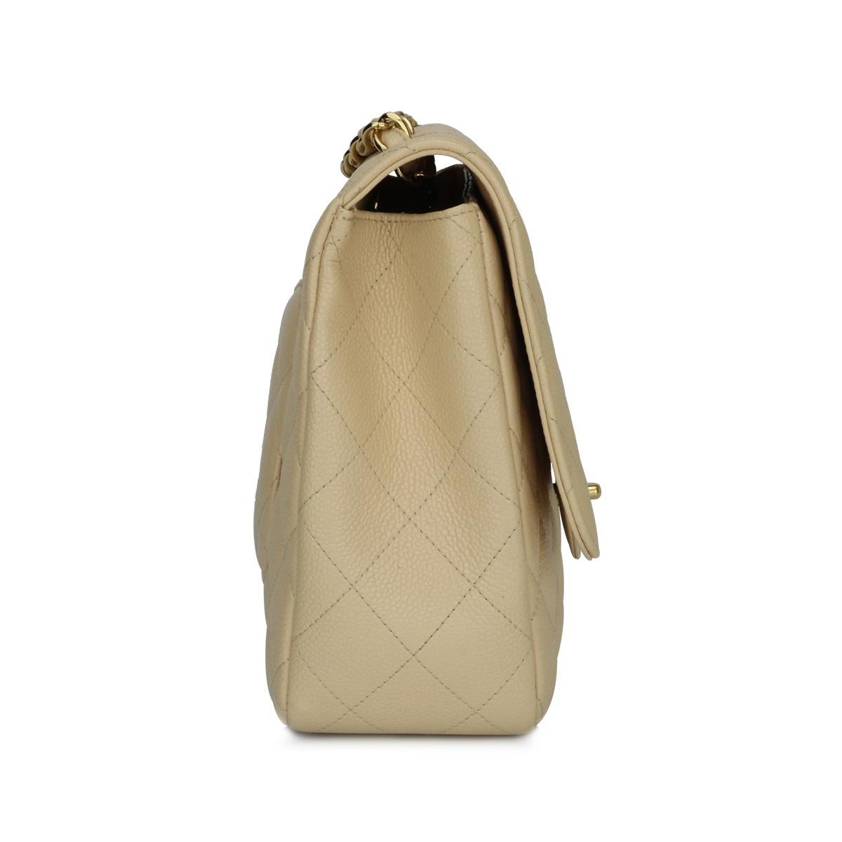 CHANEL Single Flap Jumbo Bag Beige Clair Caviar with Gold Hardware 2009 1
