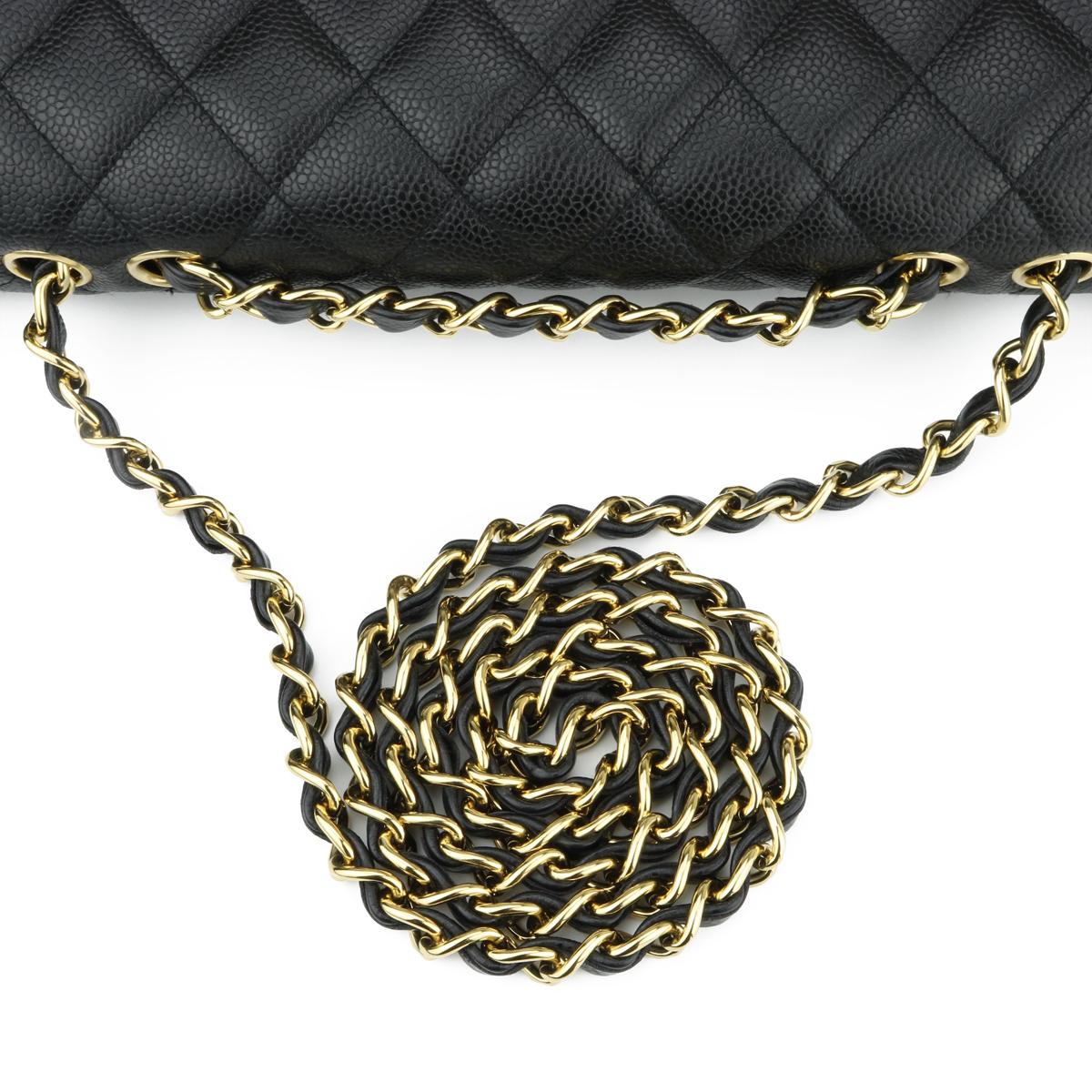 CHANEL Single Flap Jumbo Bag Black Caviar with 24k Gold Plated Hardware 2007 5